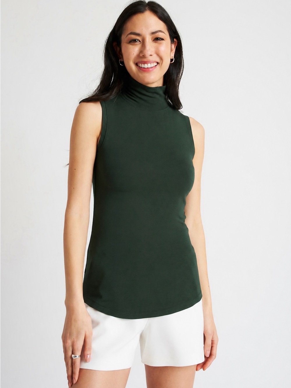Kit & Ace | Kit Sleeveless Turtleneck Tank Top Dark Forest Green Size Small